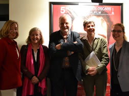 Martine Poulain, bibliothécaire, Elisabeth Verry, archiviste paléographe, Alain Jacobzone, historien, Corinne Bouchoux, sénatrice et Ariane James-Sarazin, directrice des musées et de l'artothèque d'AngersDR